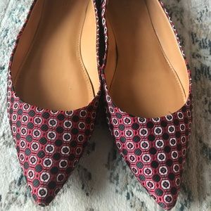 J Crew black and red patterned flats